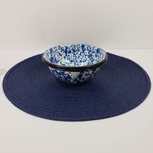 Two Vintage Small Blue And White Swirl Graniteware, Enamel Ware Bowls 1940's